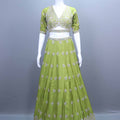 Olive Green Embroidered Silk Lehenga Choli with Dupatta