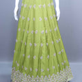 Olive Green Embroidered Silk Lehenga Choli with Dupatta