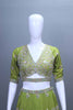 Olive Green Embroidered Silk Lehenga Choli with Dupatta