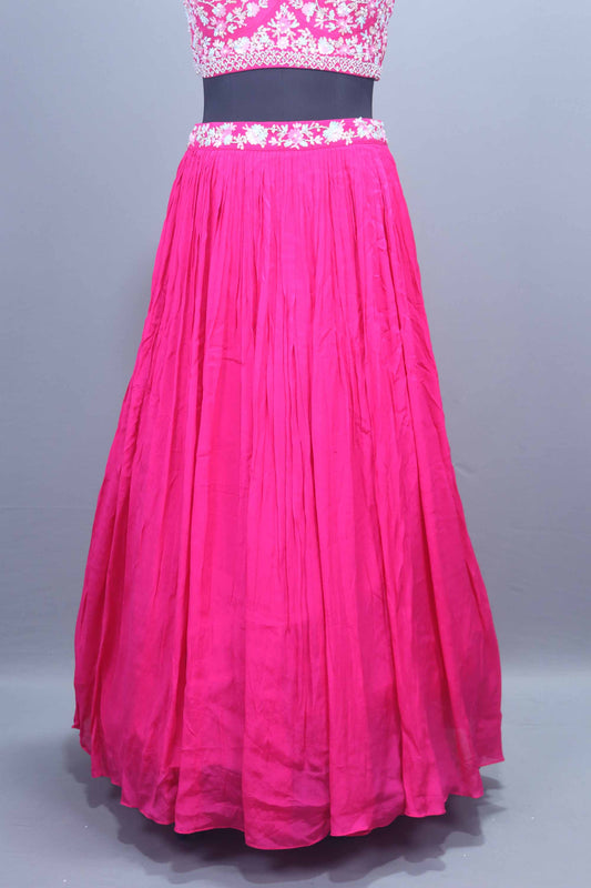 Hot Pink Designer Georgette Lehenga Choli with Dupatta