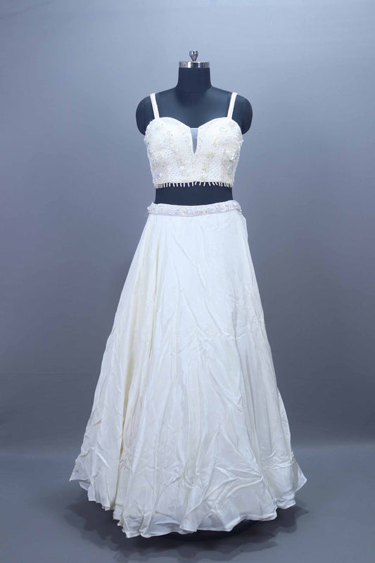 Elegant White Designer Georgette Lehenga Choli with Dupatta