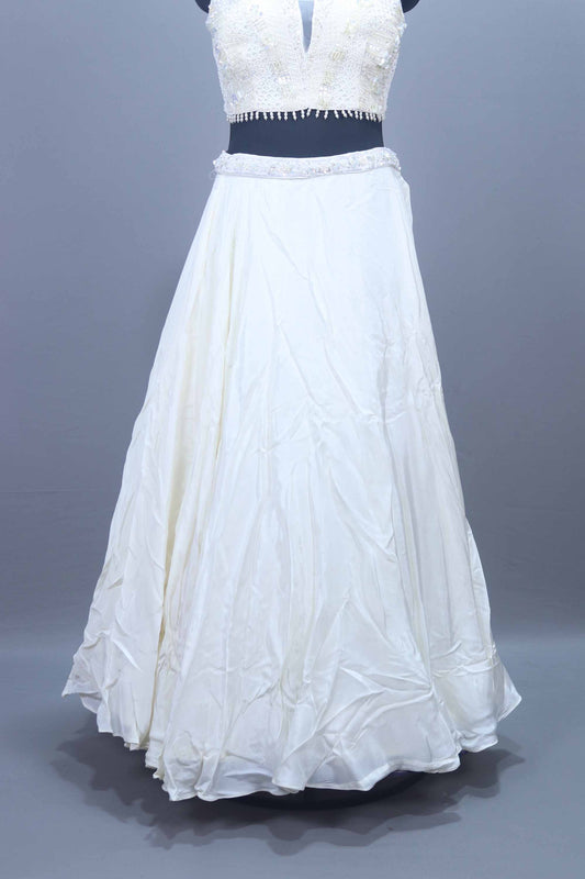 Elegant White Designer Georgette Lehenga Choli with Dupatta