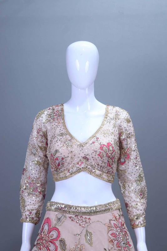 Pastel Pink Organza Lehenga Choli with Dupatta