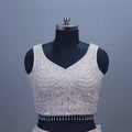 Ivory White Embellished Silk Lehenga Choli with Beaded Detailing