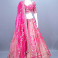 Hot Pink Banarasi Silk Embroidered Lehenga Choli with Dupatta 