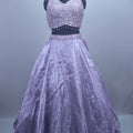 Lavender Mirror Work Organza Lehenga Choli with Dupatta