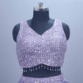 Lavender Mirror Work Organza Lehenga Choli with Dupatta