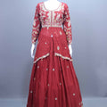 Maroon Embroidered Silk Lehenga Choli with Dupatta
