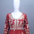 Maroon Embroidered Silk Lehenga Choli with Dupatta