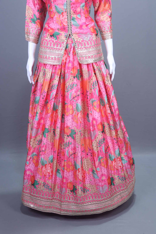 Pink Silk Lehenga Choli with Net Dupatta Festive Wear