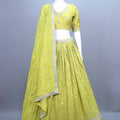 Lime Green Embroidered Silk Lehenga Choli with Dupatta