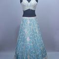 Sky Blue Heavy Embroidered Mirror Work Lehenga Choli with Dupatta
