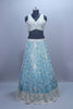 Sky Blue Heavy Embroidered Mirror Work Lehenga Choli with Dupatta