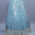 Sky Blue Heavy Embroidered Mirror Work Lehenga Choli with Dupatta