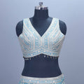 Sky Blue Heavy Embroidered Mirror Work Lehenga Choli with Dupatta