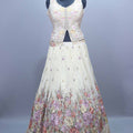 Off-White Floral Embroidered Lehenga Choli with Dupatta