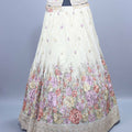 Off-White Floral Embroidered Lehenga Choli with Dupatta