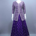 Royal Purple Embroidered Silk Anarkali Lehenga Set with Dupatta
