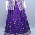 Royal Purple Embroidered Silk Anarkali Lehenga Set with Dupatta