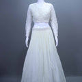 White Embroidered Net Lehenga Set with Full Sleeve Blouse and Dupatta