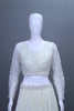 White Embroidered Net Lehenga Set with Full Sleeve Blouse and Dupatta