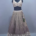 Designer Taupe Silk Lehenga Choli with Mirror Work Party Wear