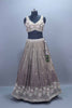Designer Taupe Silk Lehenga Choli with Mirror Work Party Wear