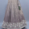 Designer Taupe Silk Lehenga Choli with Mirror Work Party Wear
