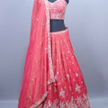 Designer Pink Silk Embroidered Bridal Lehenga Choli with Dupatta