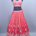Designer Pink Silk Embroidered Bridal Lehenga Choli with Dupatta