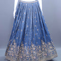 Designer Navy Blue Silk Embroidered Lehenga Choli with Dupatta