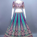 Designer Purple and Teal Velvet Lehenga Choli with Net Dupatta