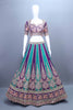 Designer Purple and Teal Velvet Lehenga Choli with Net Dupatta