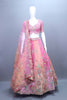 Designer Peach Pink Embroidered Velvet Lehenga Choli with Net Dupatta