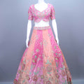 Designer Peach Pink Embroidered Velvet Lehenga Choli with Net Dupatta