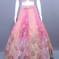 Designer Peach Pink Embroidered Velvet Lehenga Choli with Net Dupatta