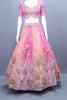 Designer Peach Pink Embroidered Velvet Lehenga Choli with Net Dupatta
