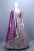 Designer Luxury Wine Heavy Anarkali Bridal Floor Length Gown Net Dupatta