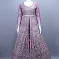 Designer Luxury Wine Heavy Anarkali Bridal Floor Length Gown Net Dupatta