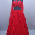 Designer Red Georgette Embroidered Lehenga Choli with Dupatta 