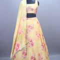 Elegant Yellow Georgette Lehenga Choli Dupatta