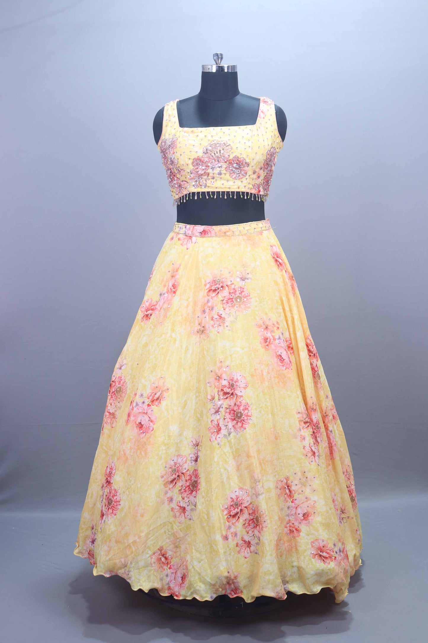 Elegant Yellow Georgette Lehenga Choli Dupatta