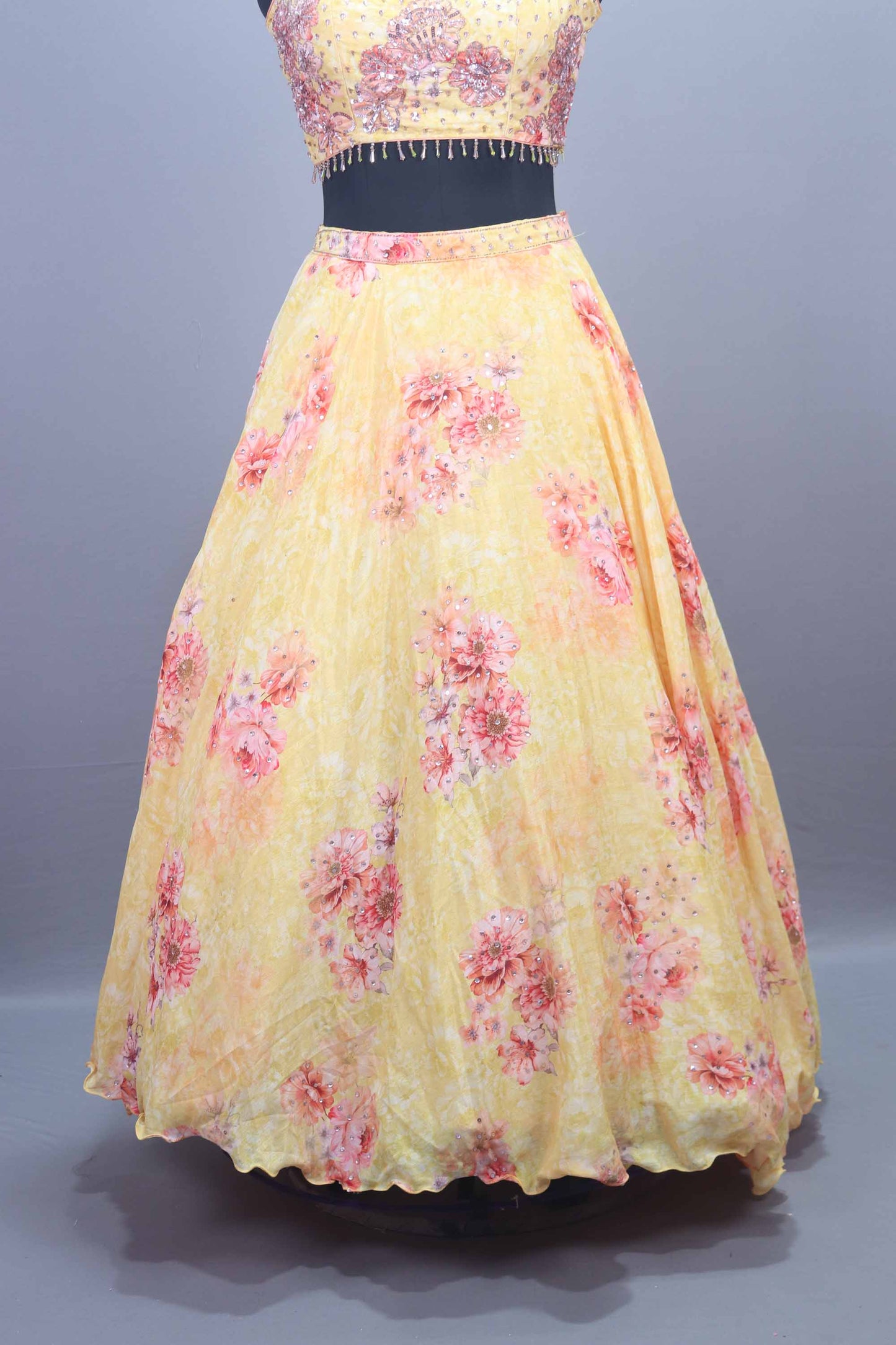 Elegant Yellow Georgette Lehenga Choli Dupatta