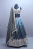 Designer Grey Blue Ombre Embroidered Silk Lehenga Choli With Dupatta