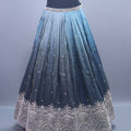 Designer Grey Blue Ombre Embroidered Silk Lehenga Choli With Dupatta