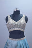 Designer Grey Blue Ombre Embroidered Silk Lehenga Choli With Dupatta
