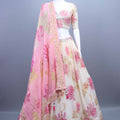  Cream and Pink Floral Embroidered Designer Lehenga Choli with Dupatta 