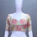 Cream and Pink Floral Embroidered Designer Lehenga Choli with Dupatta