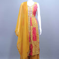 Yellow Red Bandhani Sharara Suit Designer Outfit Wear 