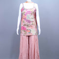 Peach Sharara Suit Designer Sleeveless Kurti with Flared Sharara Pants